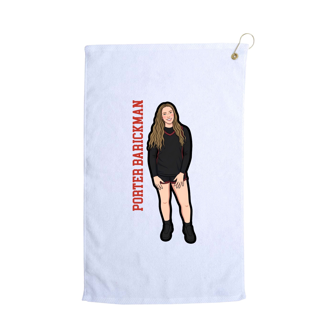 Golf Towel — Name Vertical in White