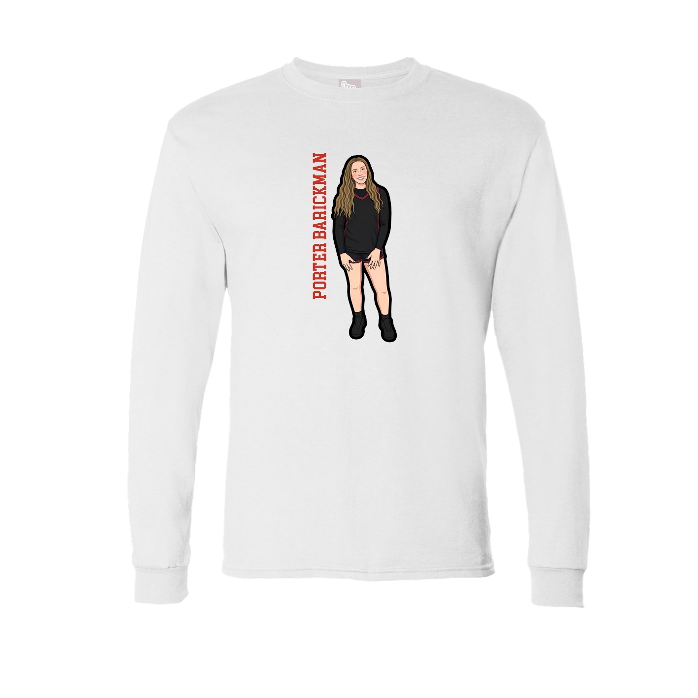 Long Sleeve Tee — Name Vertical in White