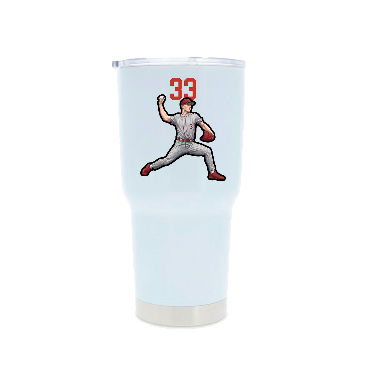 30oz Stainless Steel Tumbler — Number Top in White