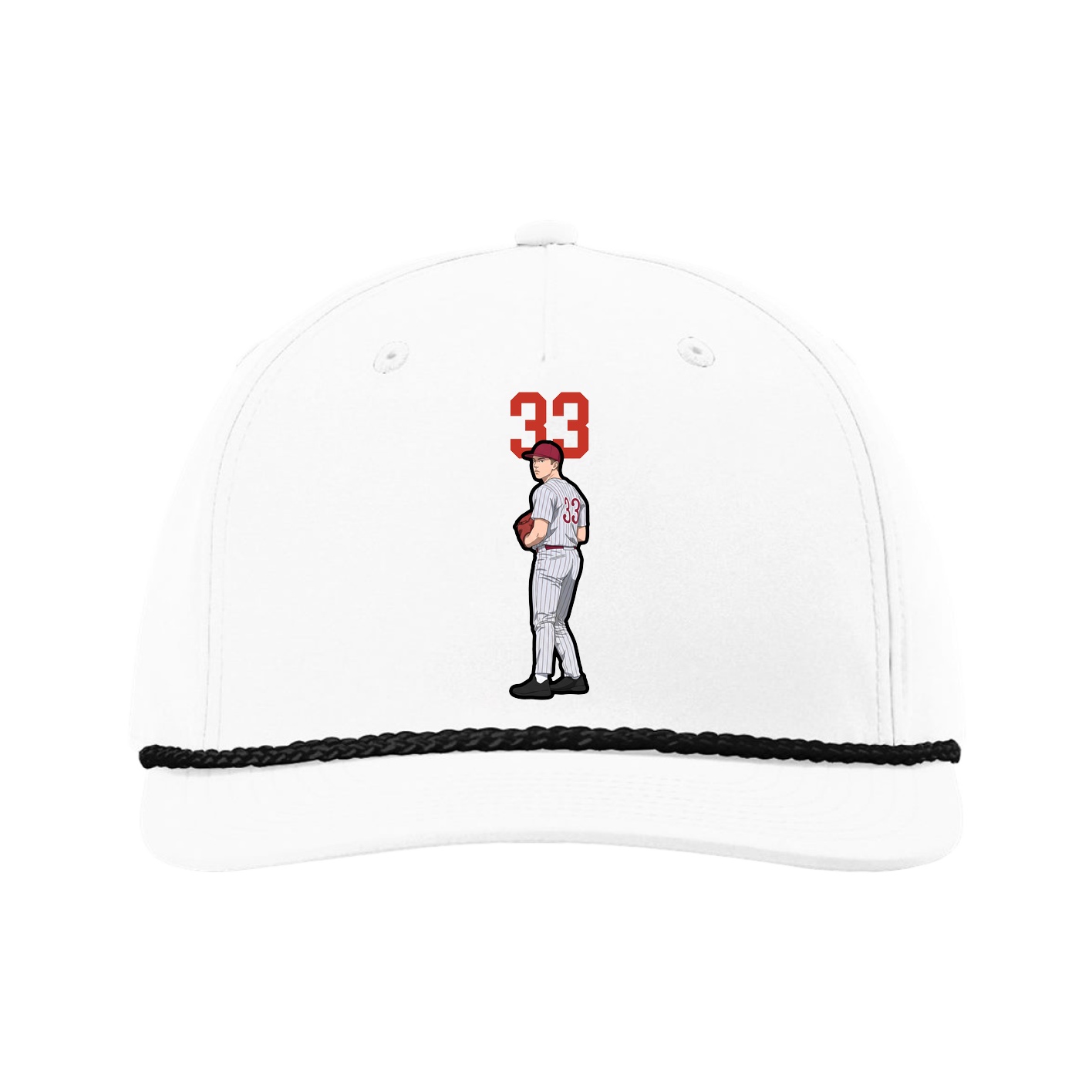 Five-Panel Classic Rope Cap — Number Top in White