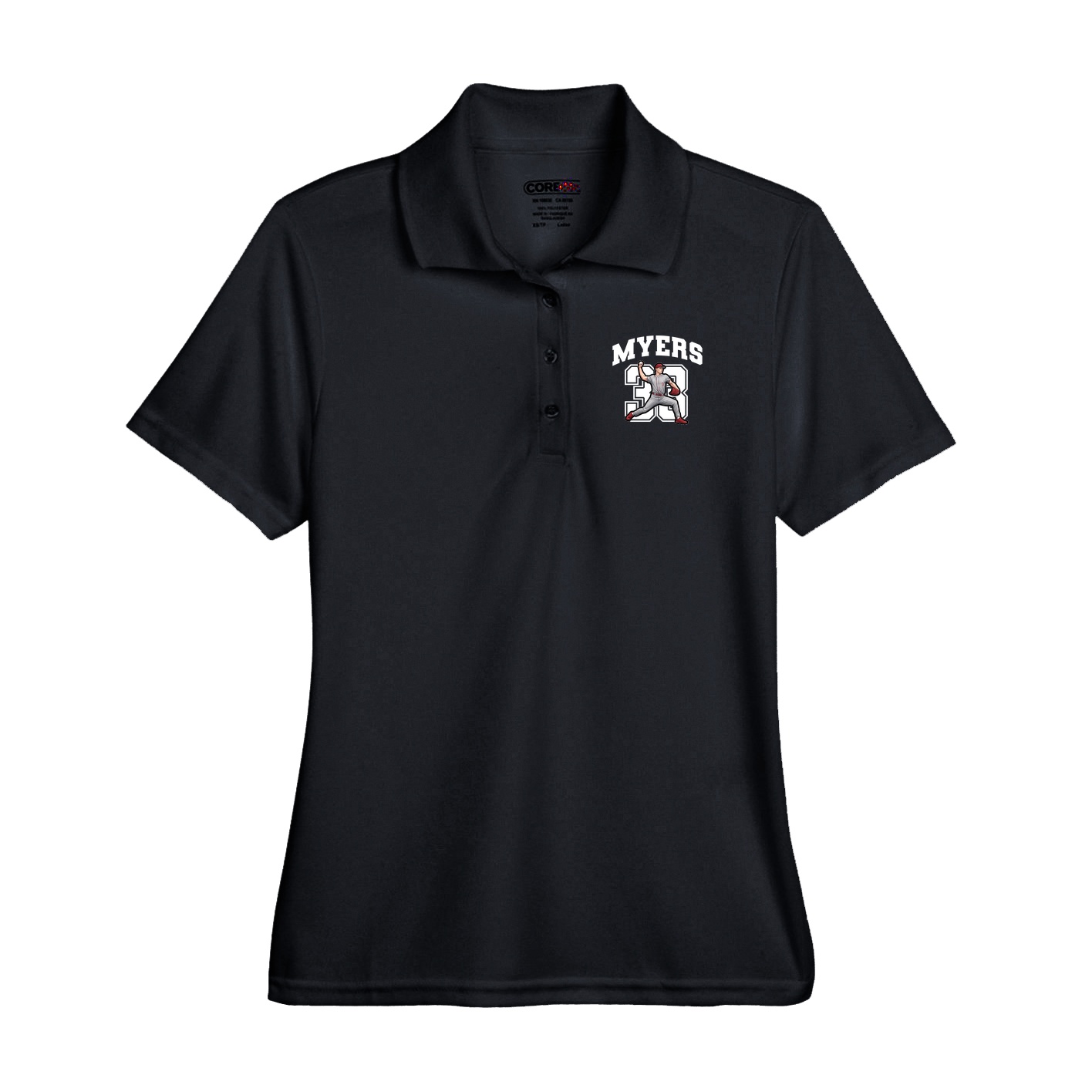 Performance Polo — Number in Black