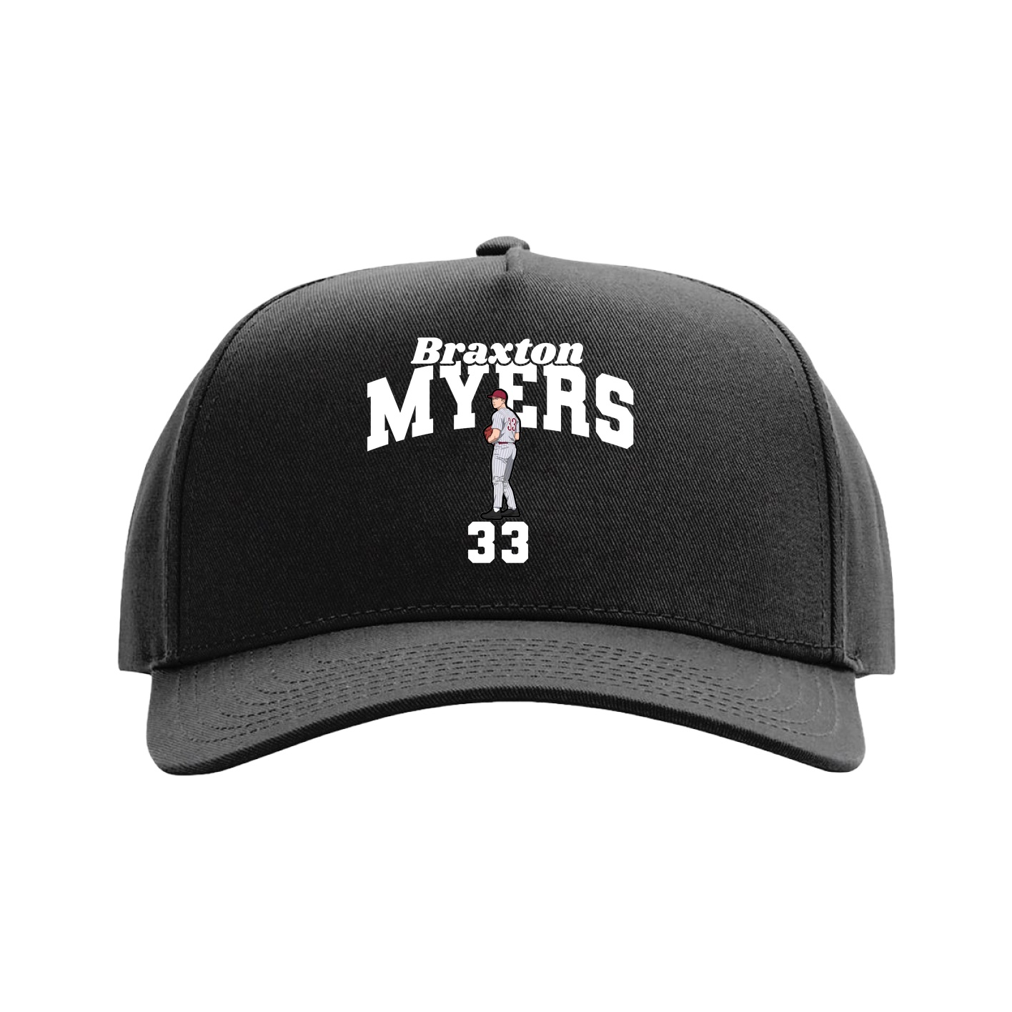 Full Fabric Five-Panel Champ Cap — Signature Arch in Black