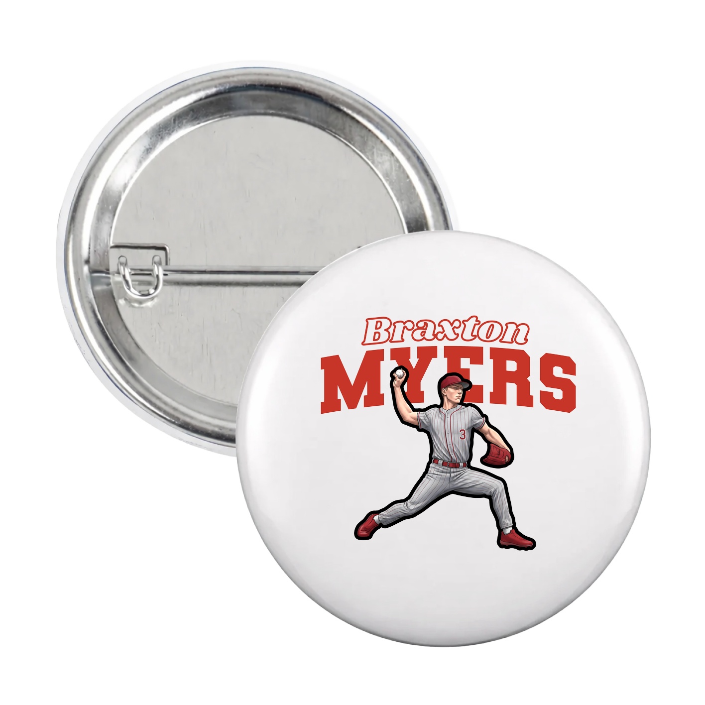 Game Day Button — Name Arch in White