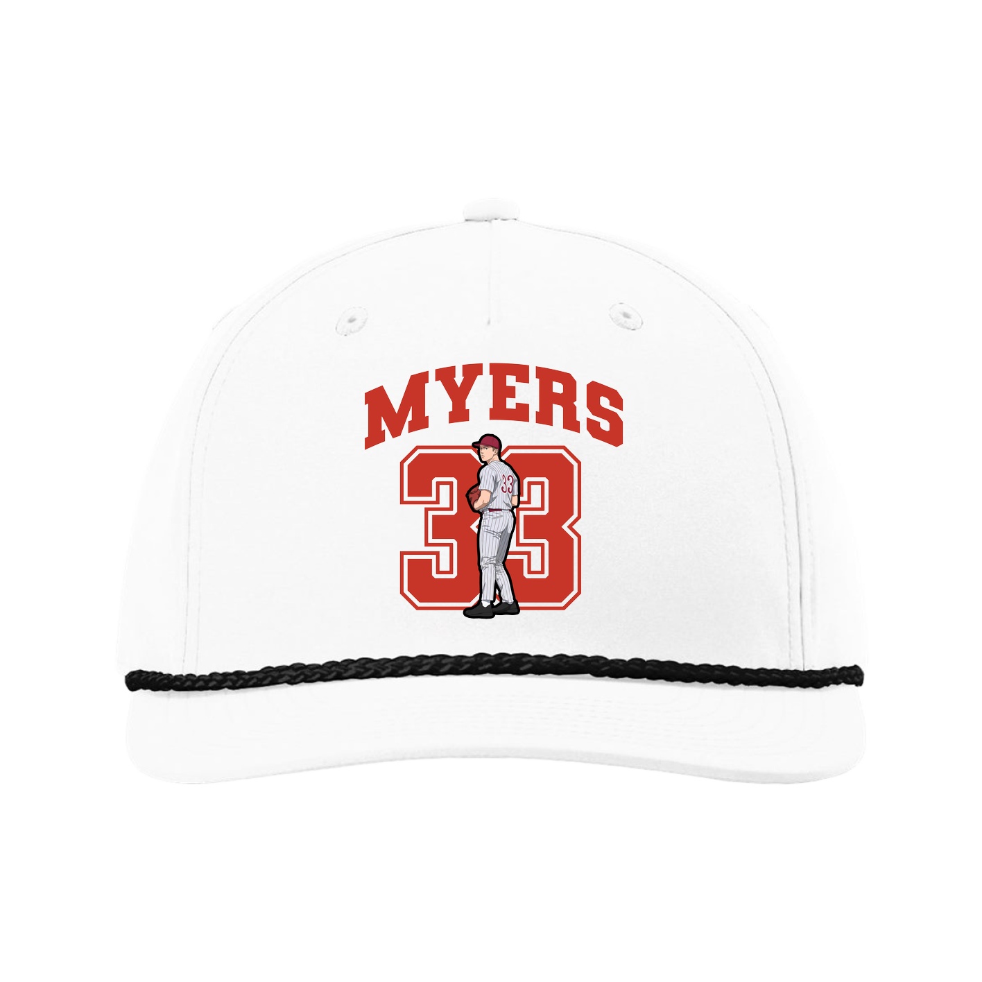 Five-Panel Classic Rope Cap — Number in White