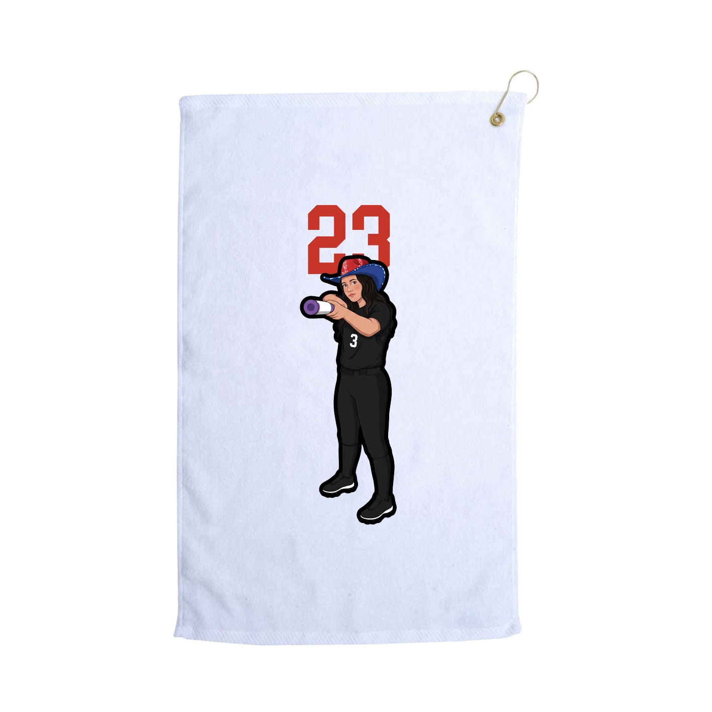 Golf Towel — Number Top in White