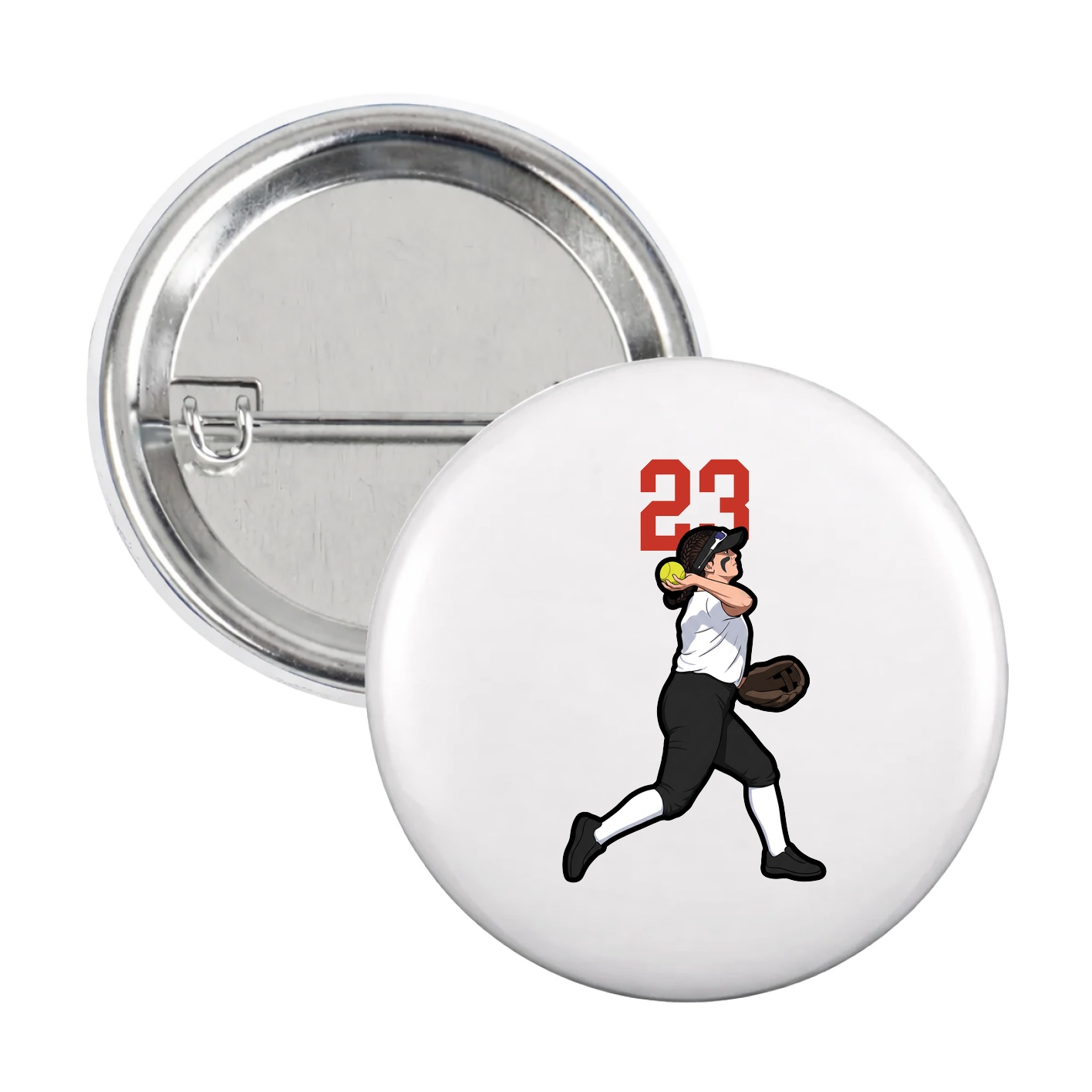 Game Day Button — Number Top in White