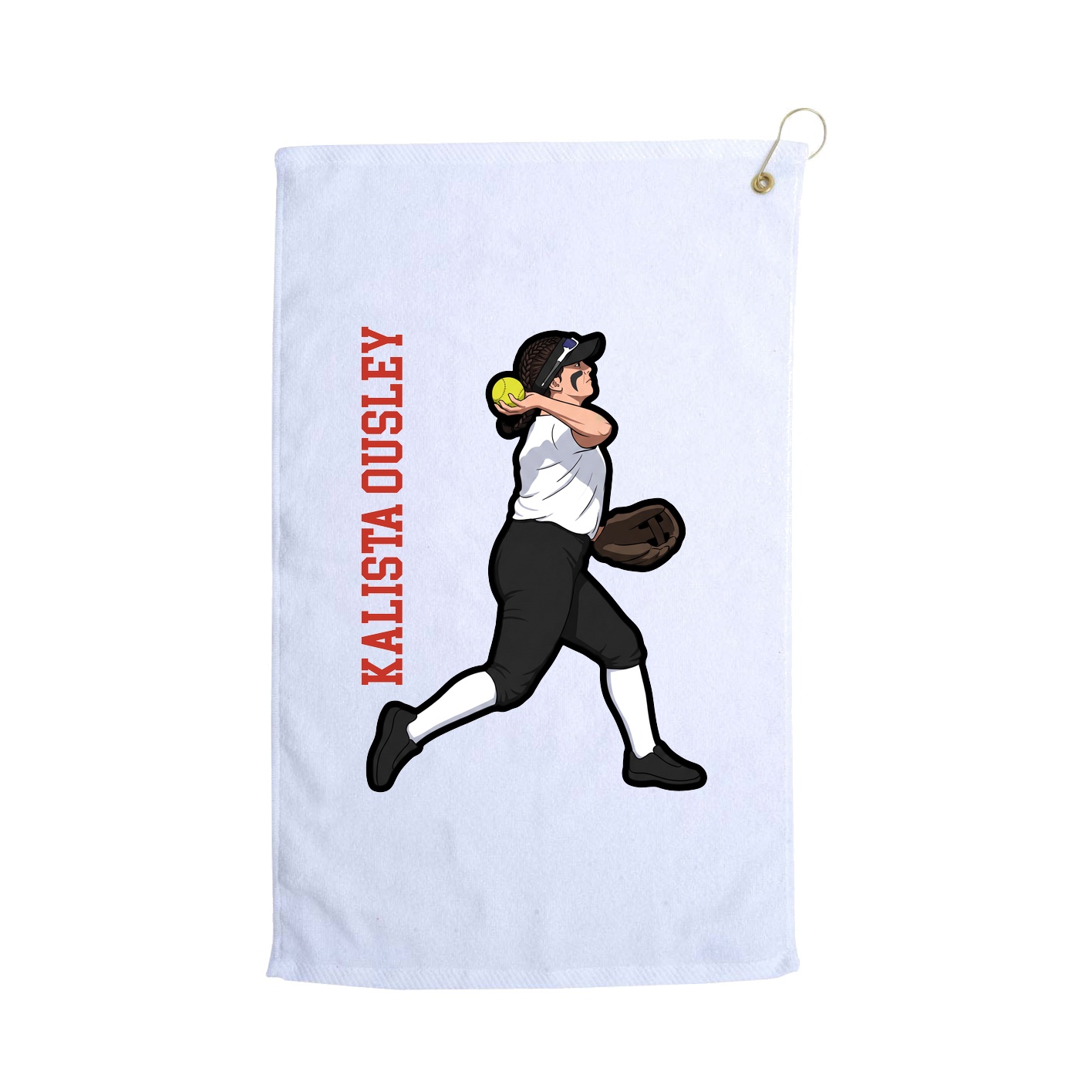 Golf Towel — Name Vertical in White