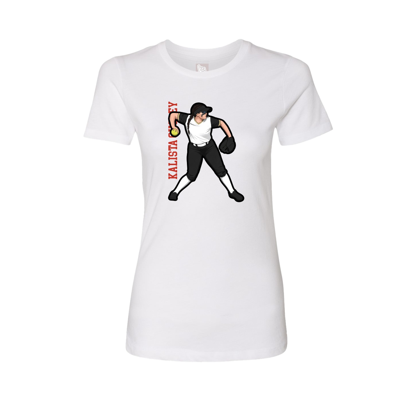 Fitted Women's Tee — Name Vertical in White