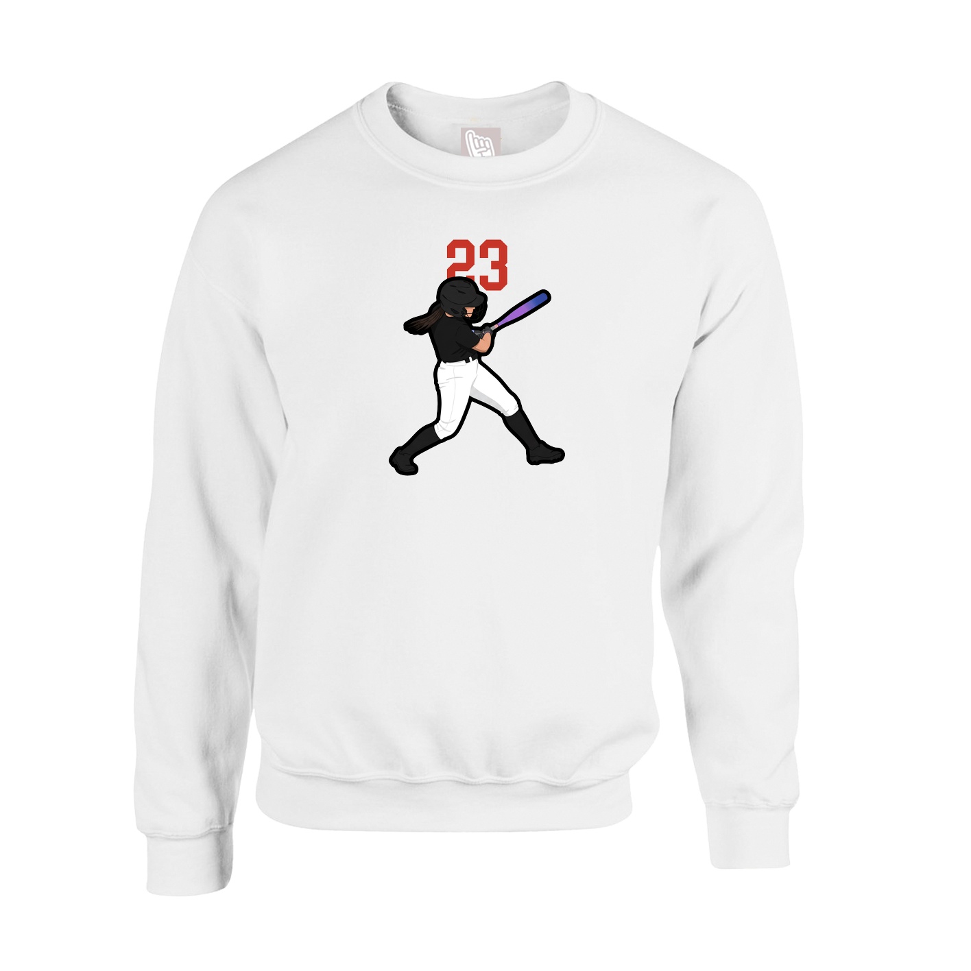 Fleece Crew — Number Top in White