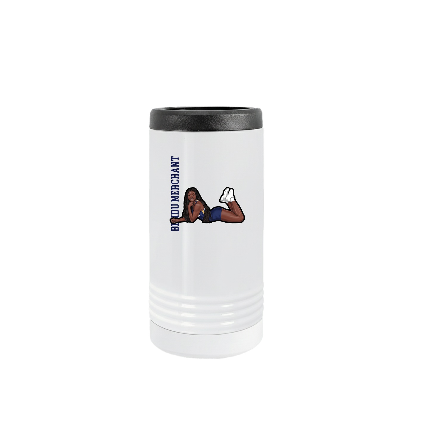 Slim Beverage Holder — Name Vertical in White