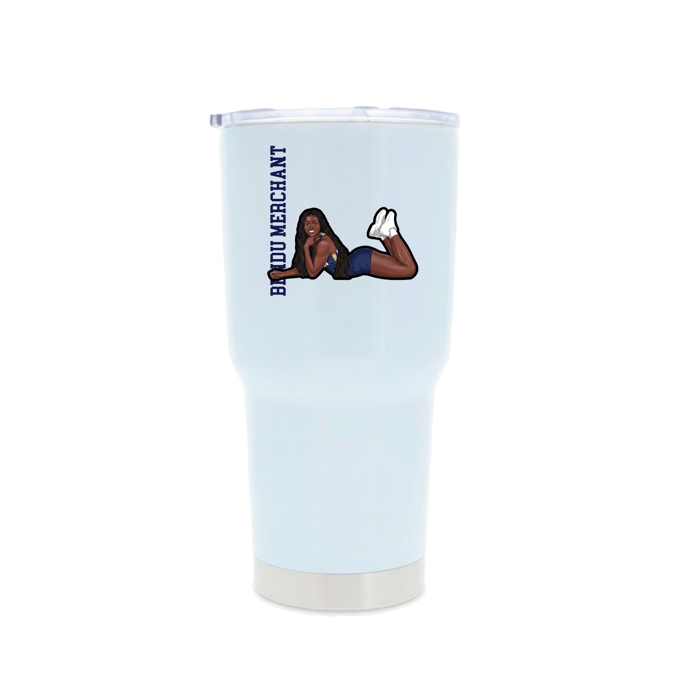 30oz Stainless Steel Tumbler — Name Vertical in White