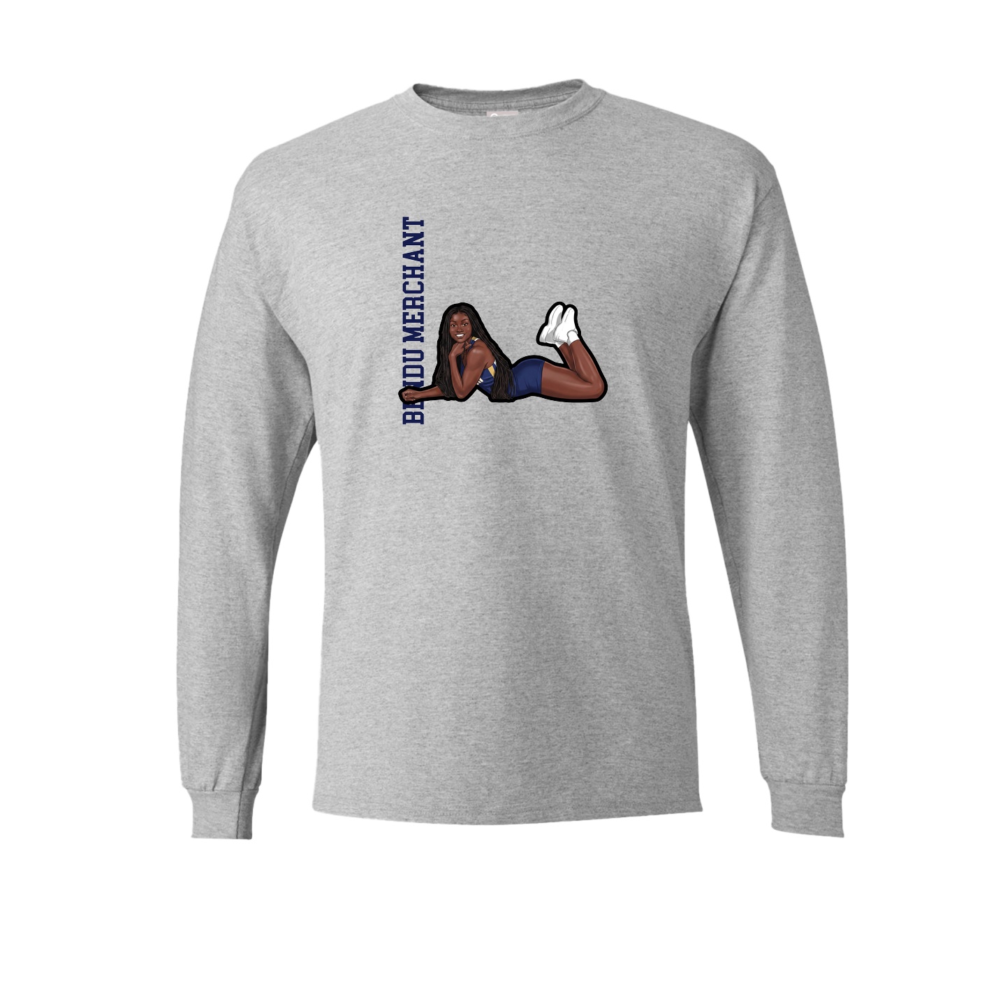Long Sleeve Tee — Name Vertical in Grey