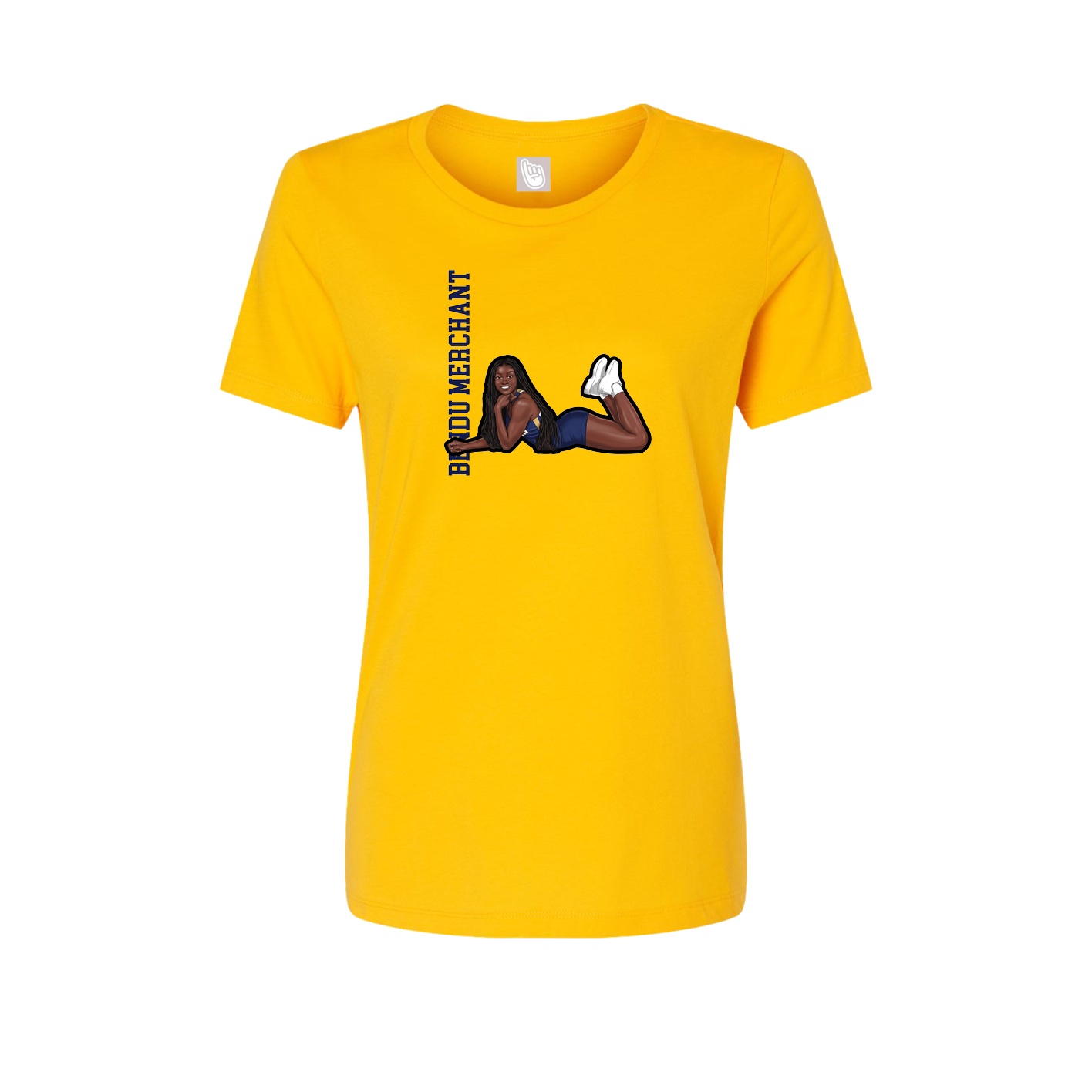 Fitted Women's Tee — Name Vertical in Gold