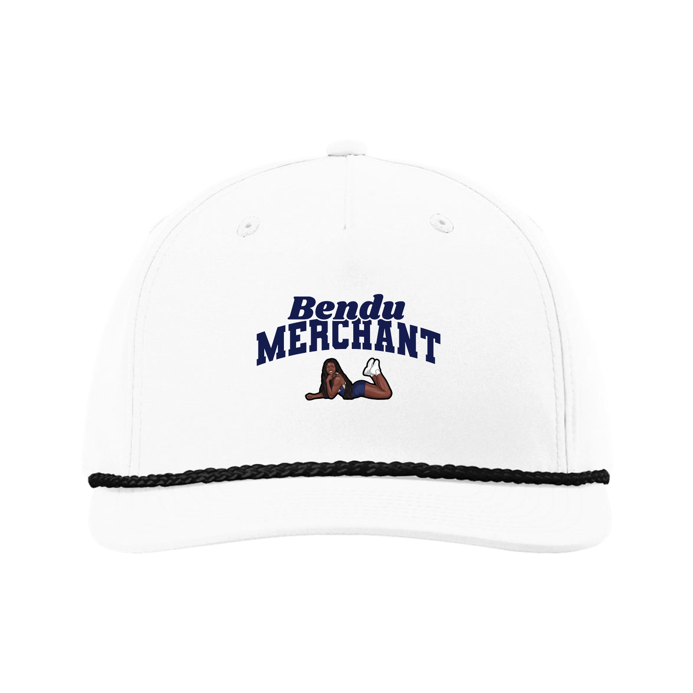 Five-Panel Classic Rope Cap — Signature Arch in White