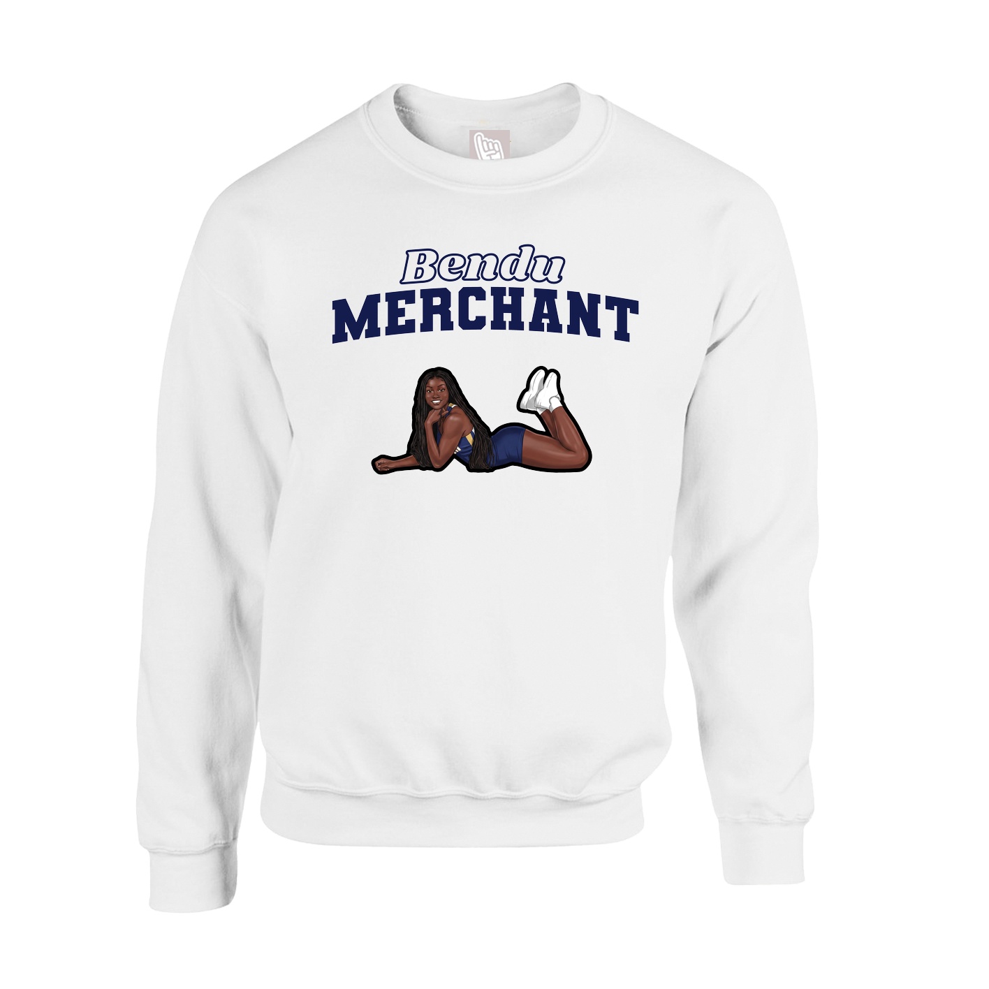 Fleece Crew — Name Arch in White