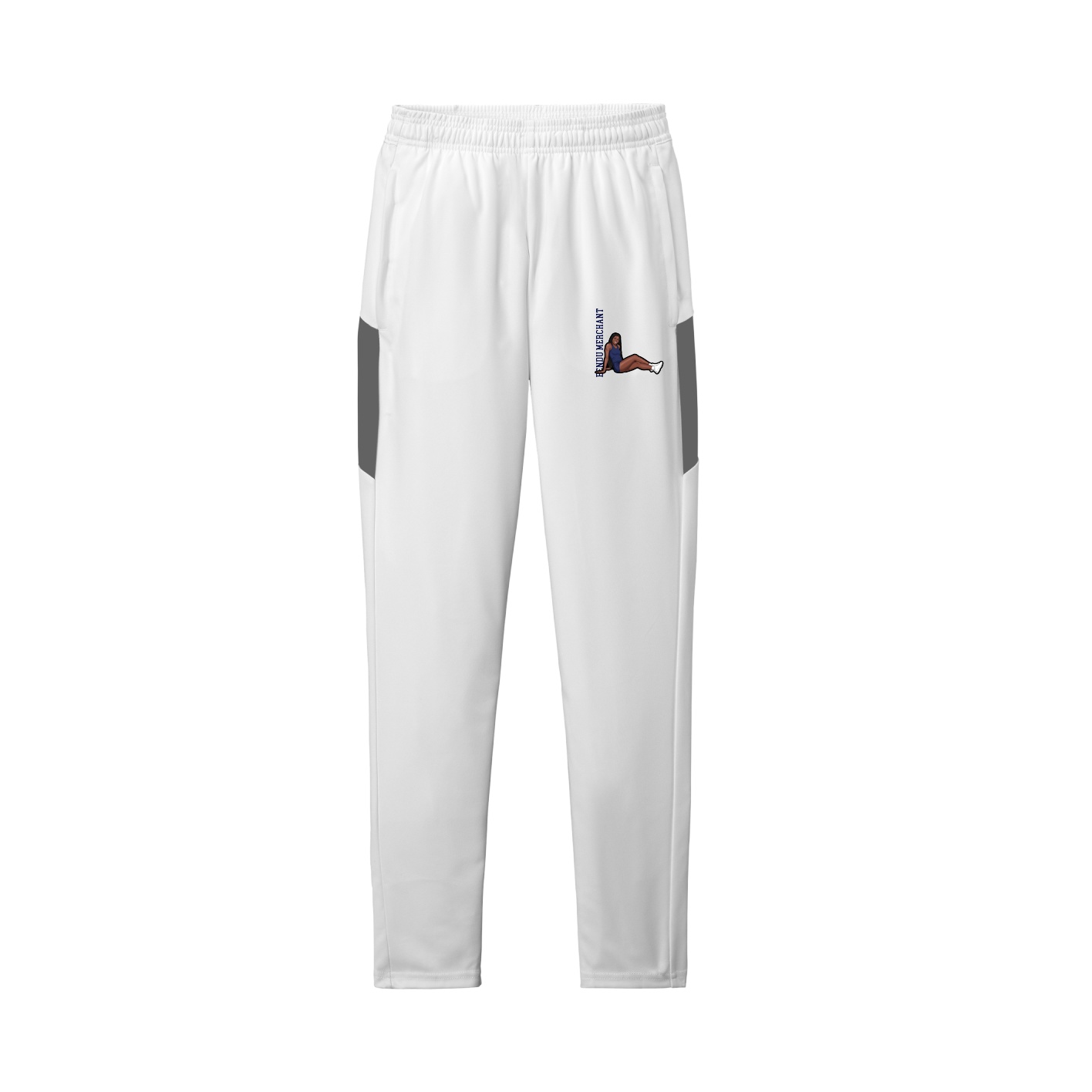 Team Travel Pant — Name Vertical in White/Grey