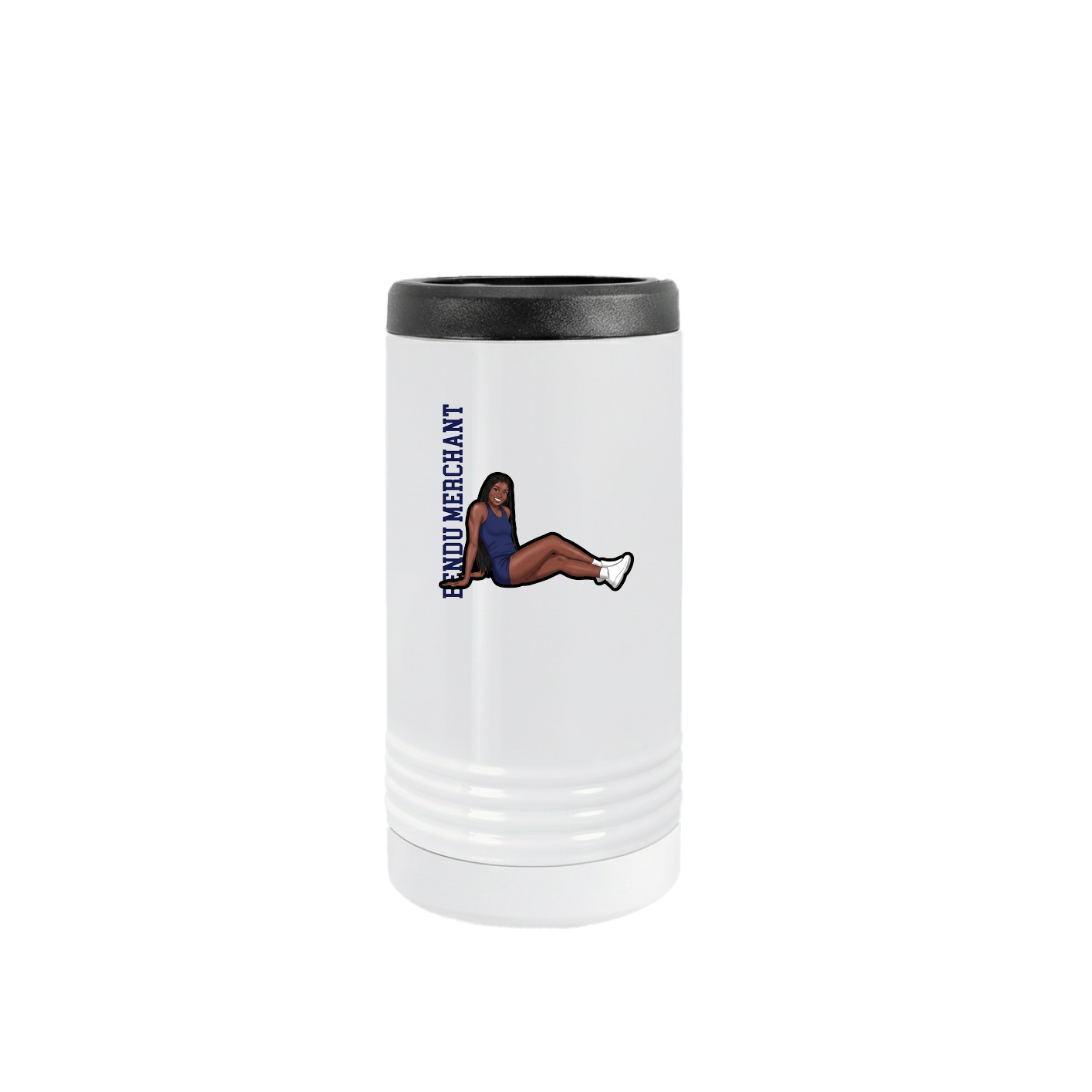 Slim Beverage Holder — Name Vertical in White