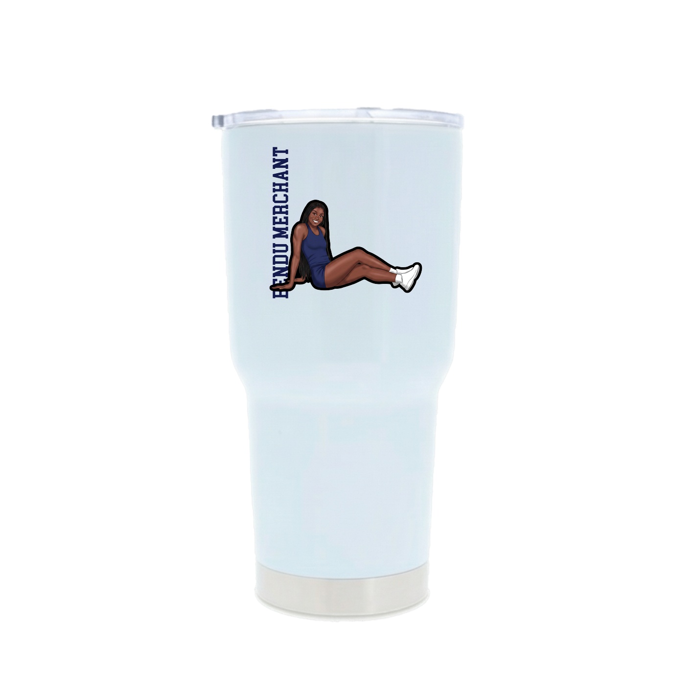 30oz Stainless Steel Tumbler — Name Vertical in White