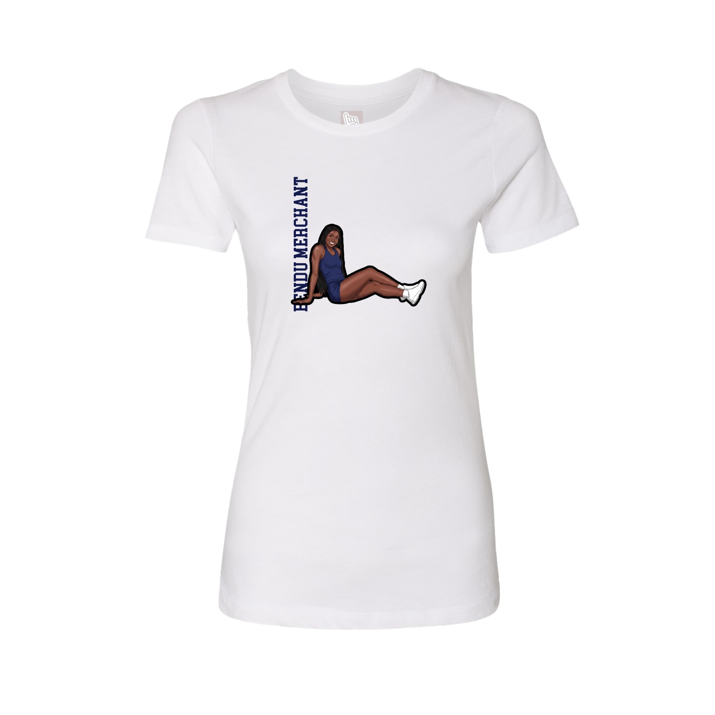 Fitted Women's Tee — Name Vertical in White