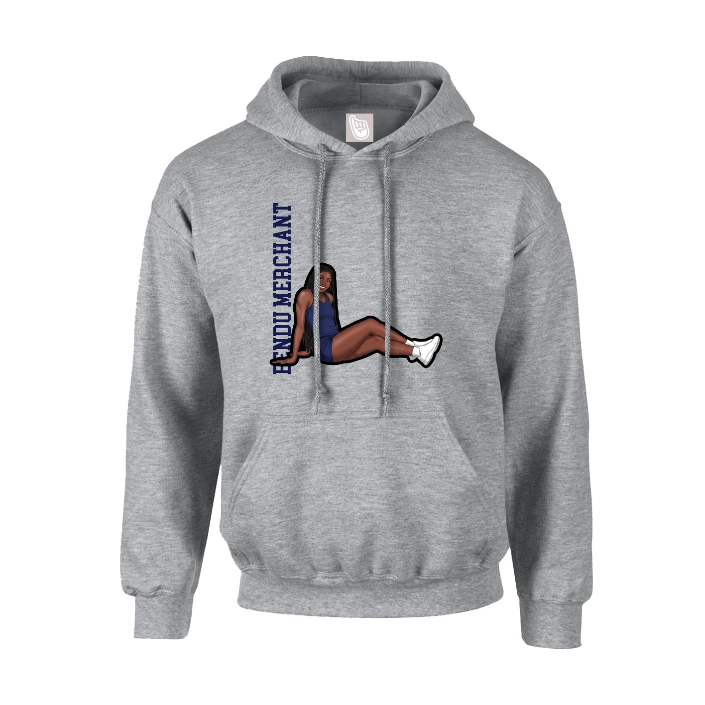 Hoodie — Name Vertical in Grey