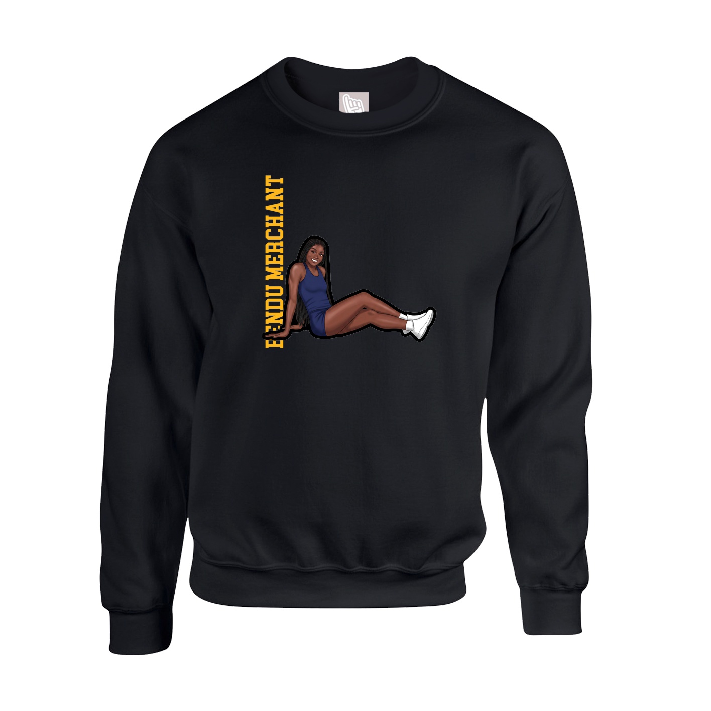 Fleece Crew — Name Vertical in Black