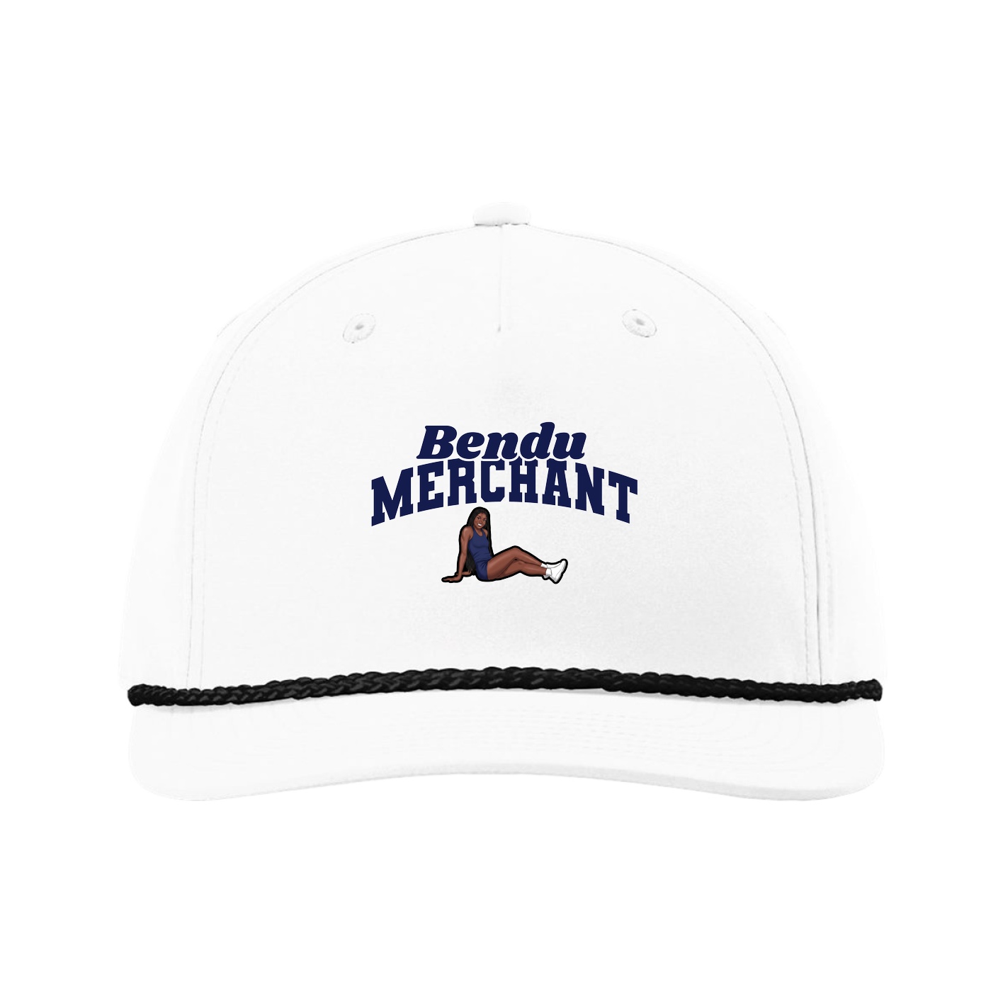 Five-Panel Classic Rope Cap — Signature Arch in White