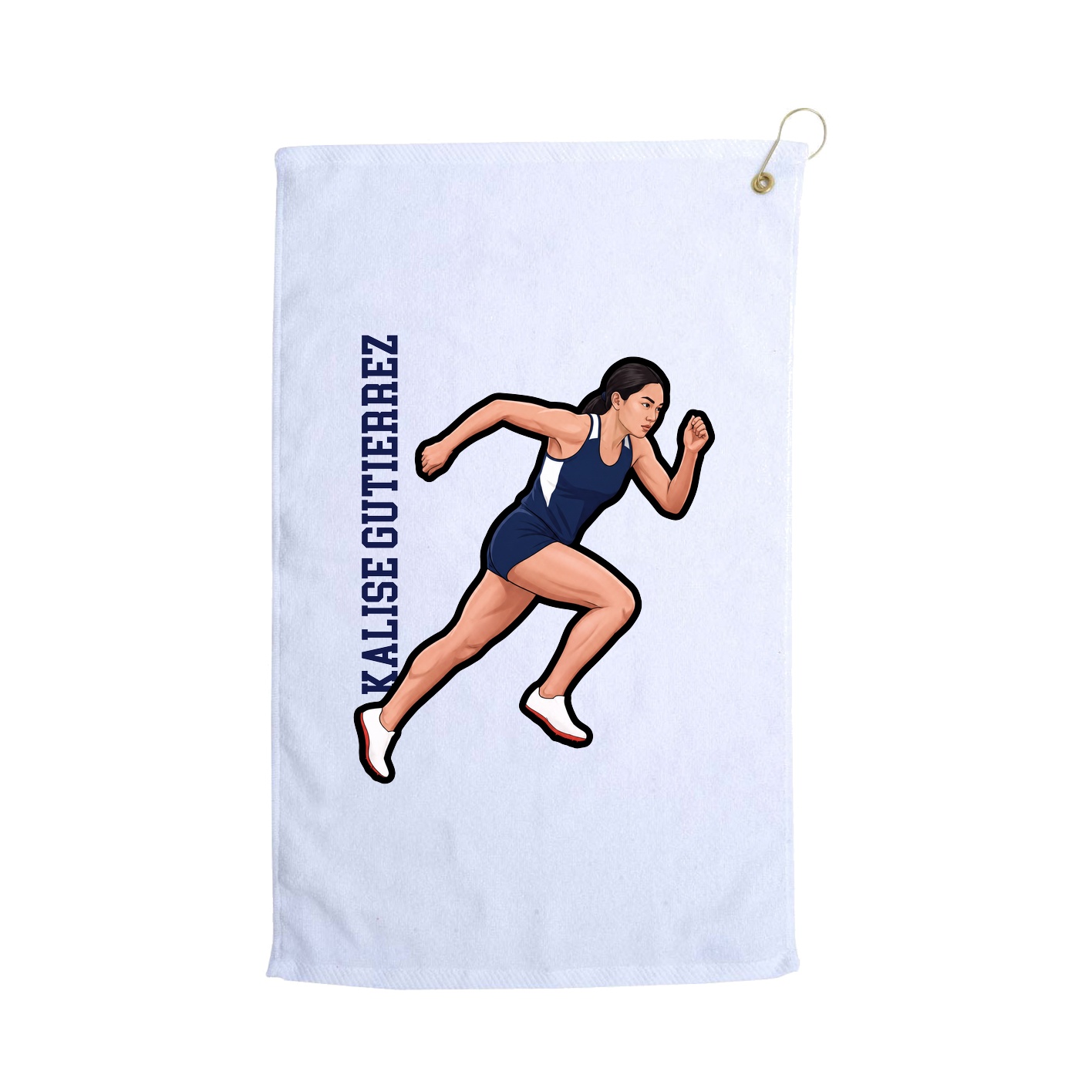 Golf Towel — Name Vertical in White
