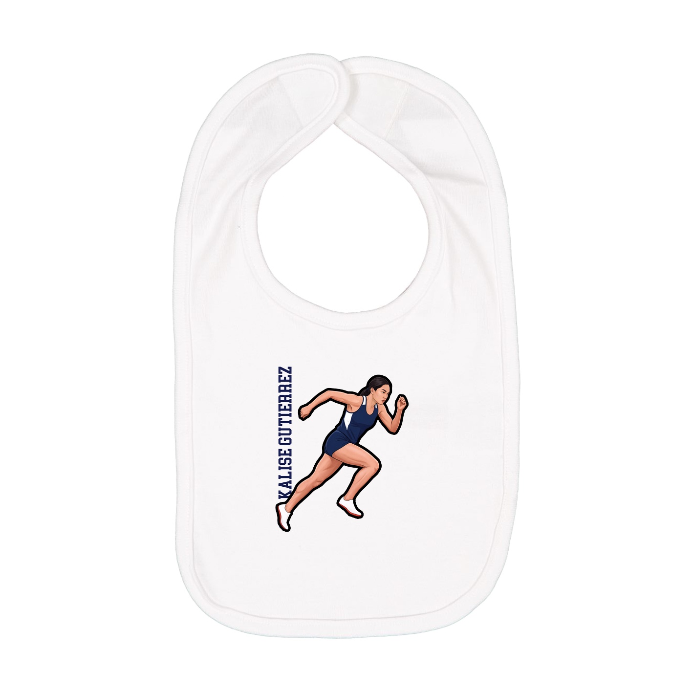 Infant Bib — Name Vertical in White