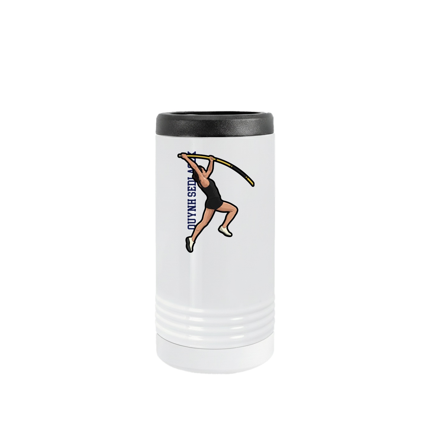 Slim Beverage Holder — Name Vertical in White