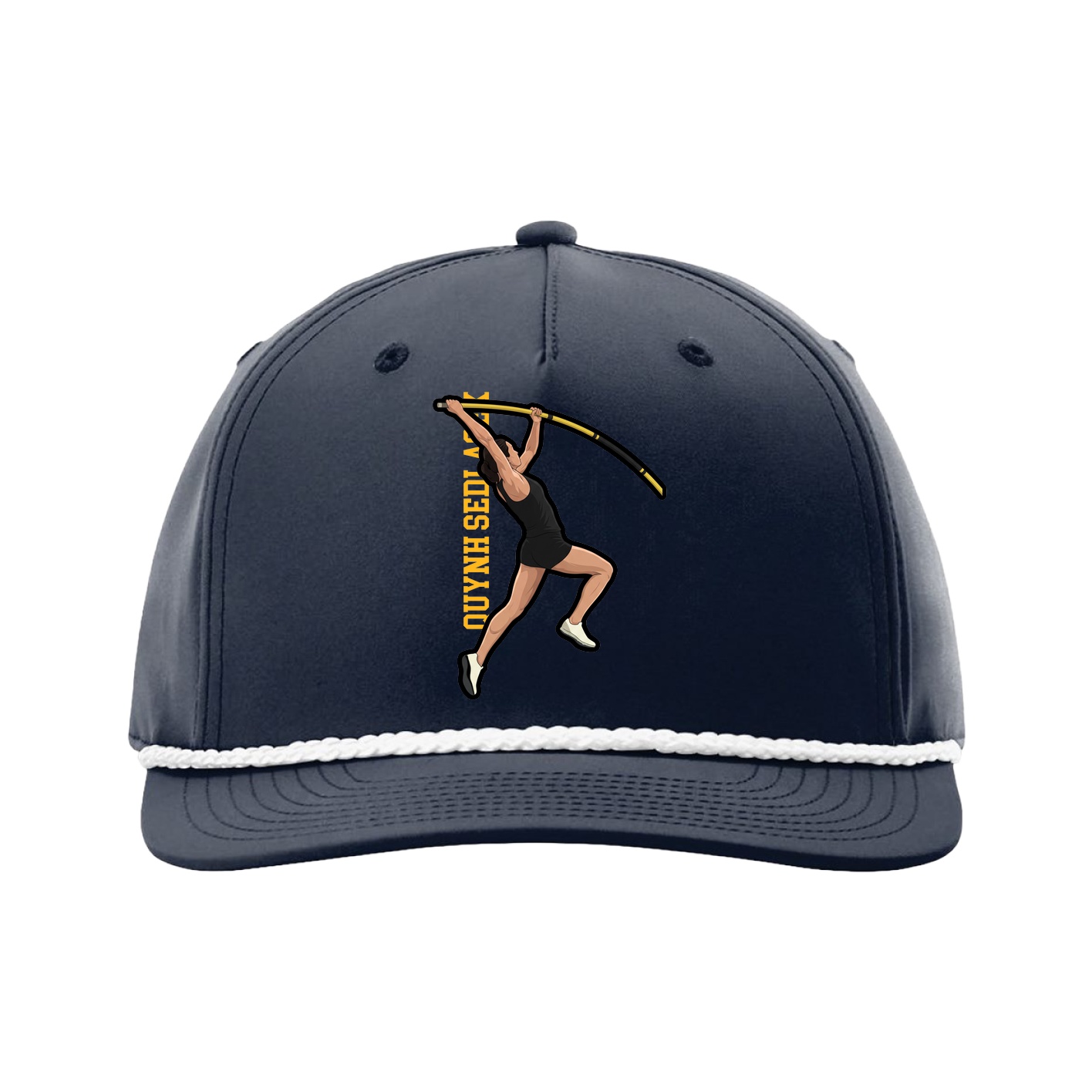 Five-Panel Classic Rope Cap — Name Vertical in Navy