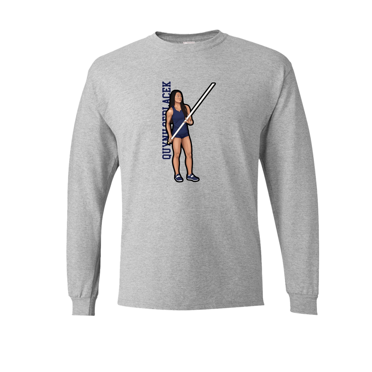 Long Sleeve Tee — Name Vertical in Grey