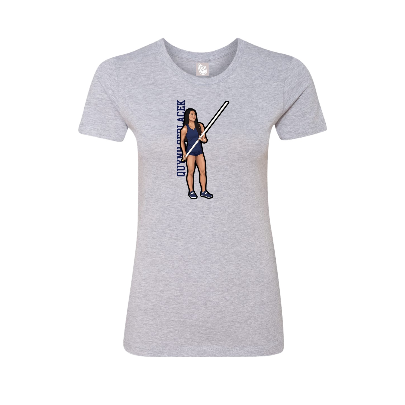 Fitted Women's Tee — Name Vertical in Grey