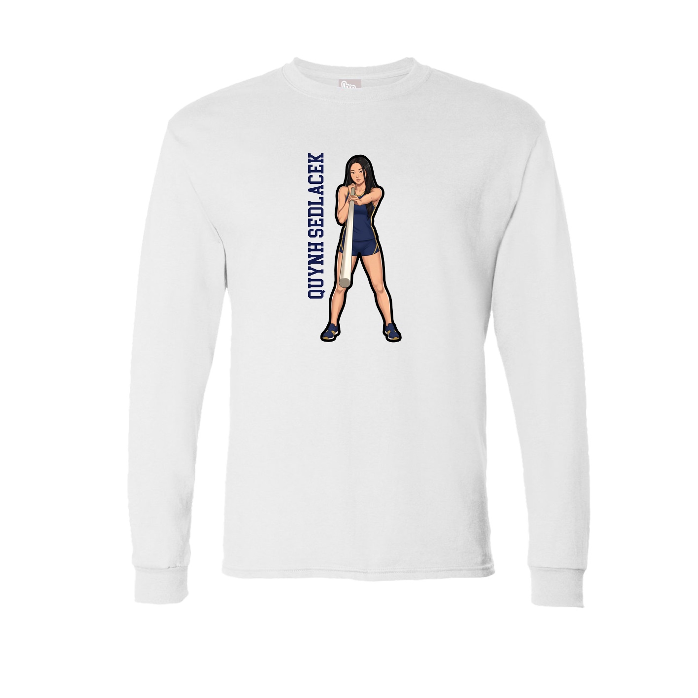 Long Sleeve Tee — Name Vertical in White