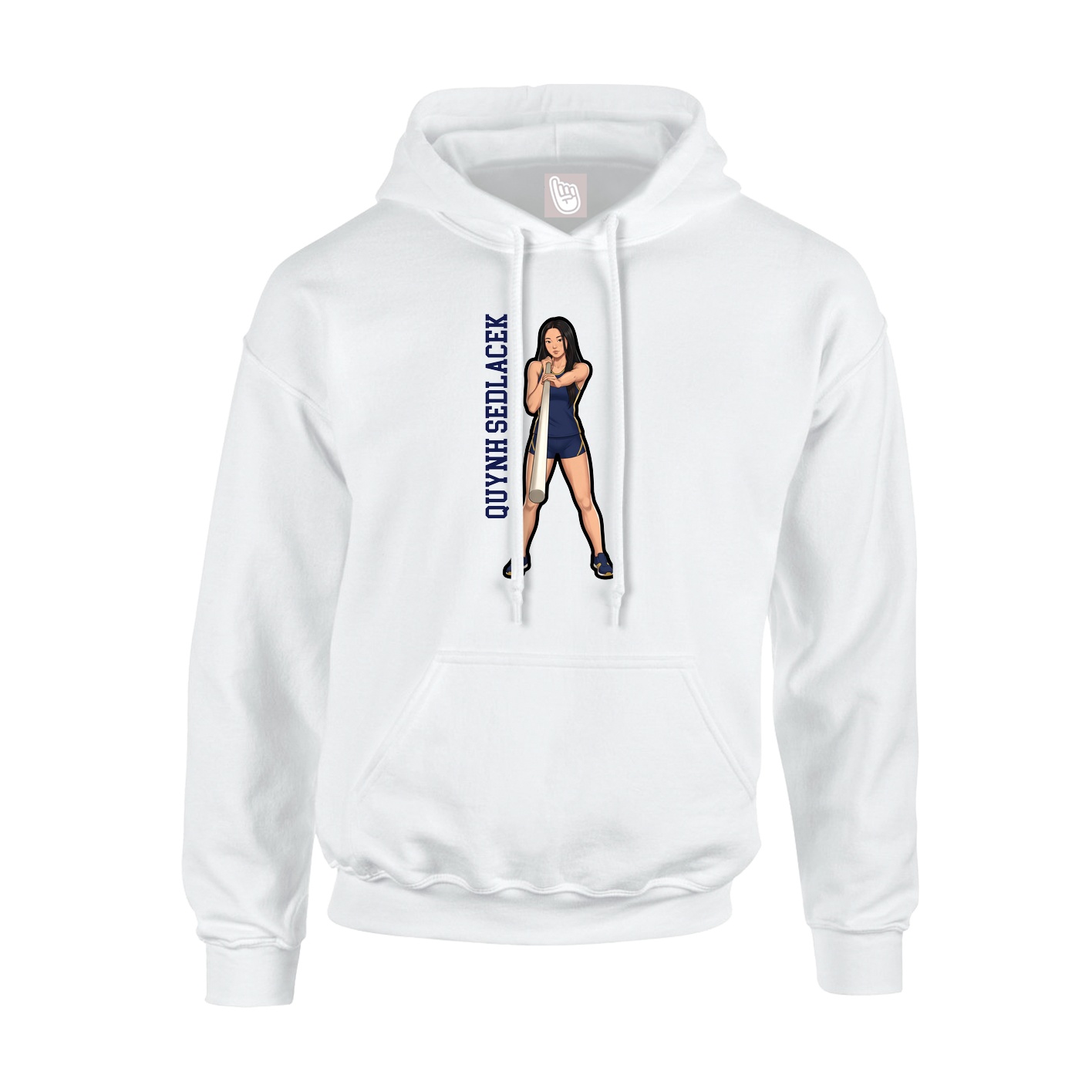 Youth Hoodie — Name Vertical in White