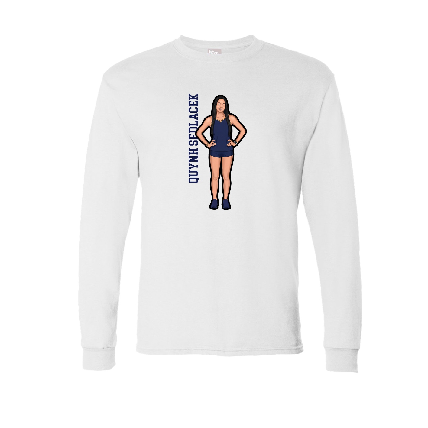 Long Sleeve Tee — Name Vertical in White