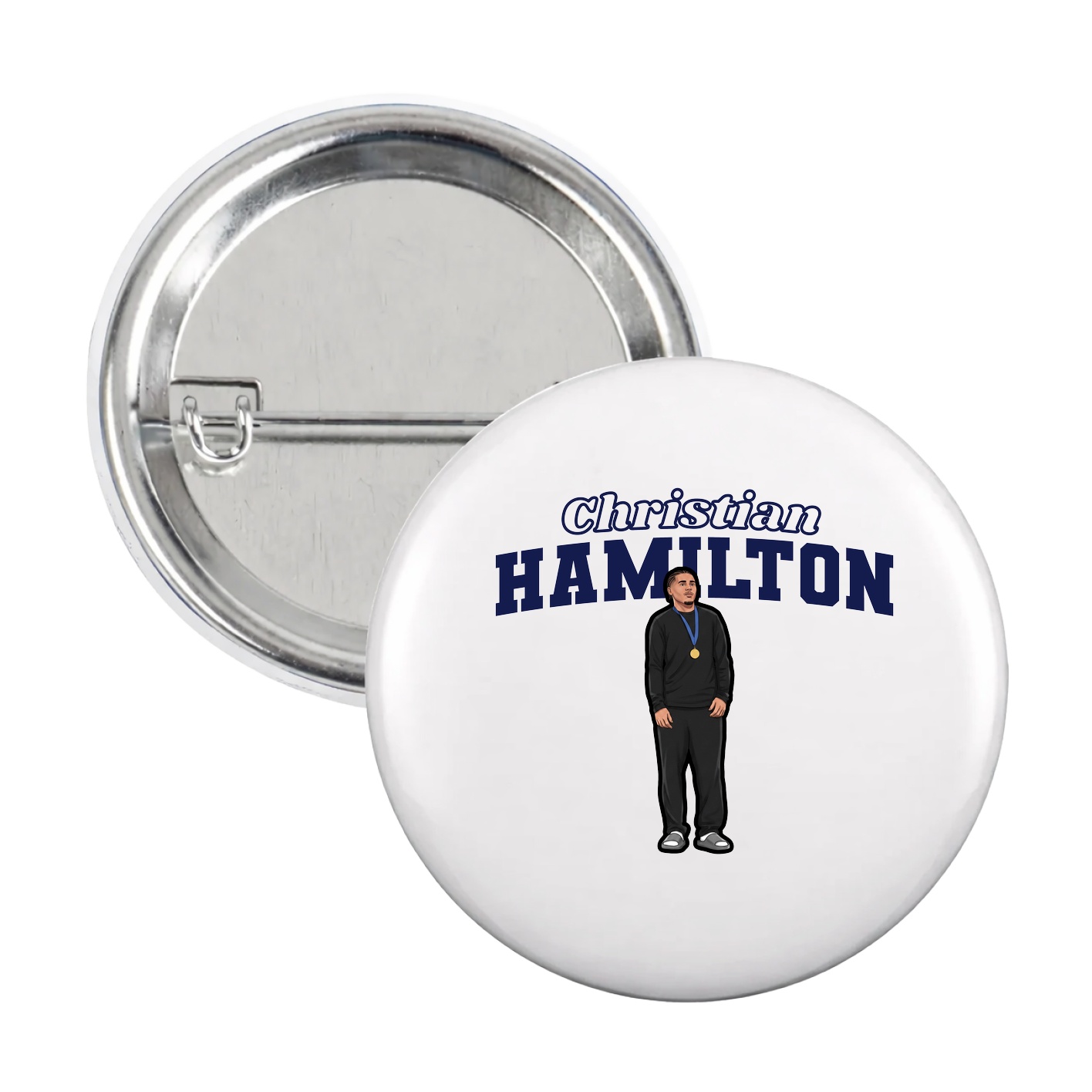 Game Day Button — Name Arch in White