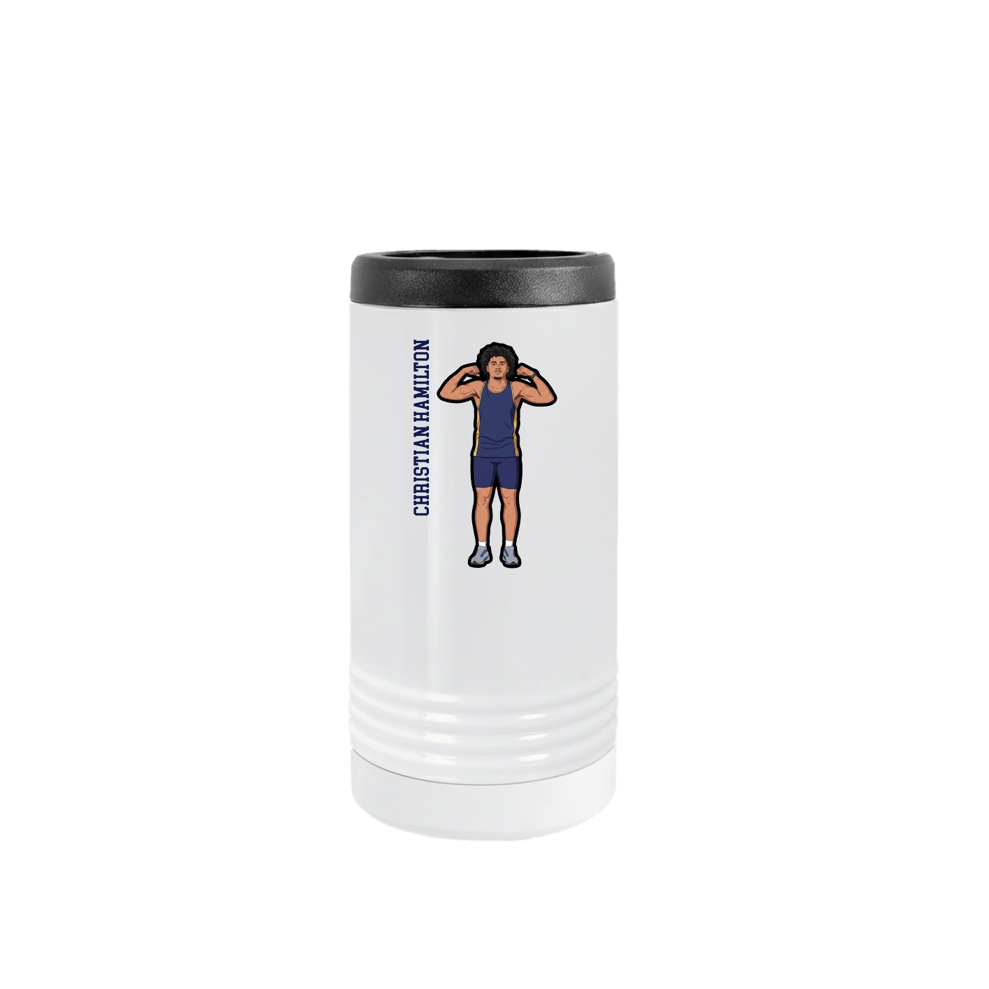 Slim Beverage Holder — Name Vertical in White