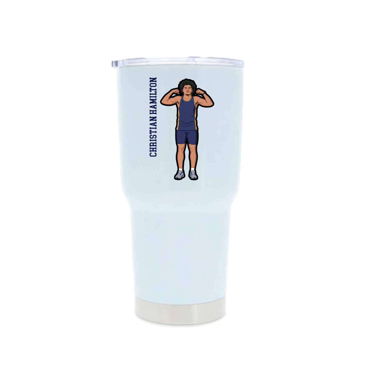 30oz Stainless Steel Tumbler — Name Vertical in White
