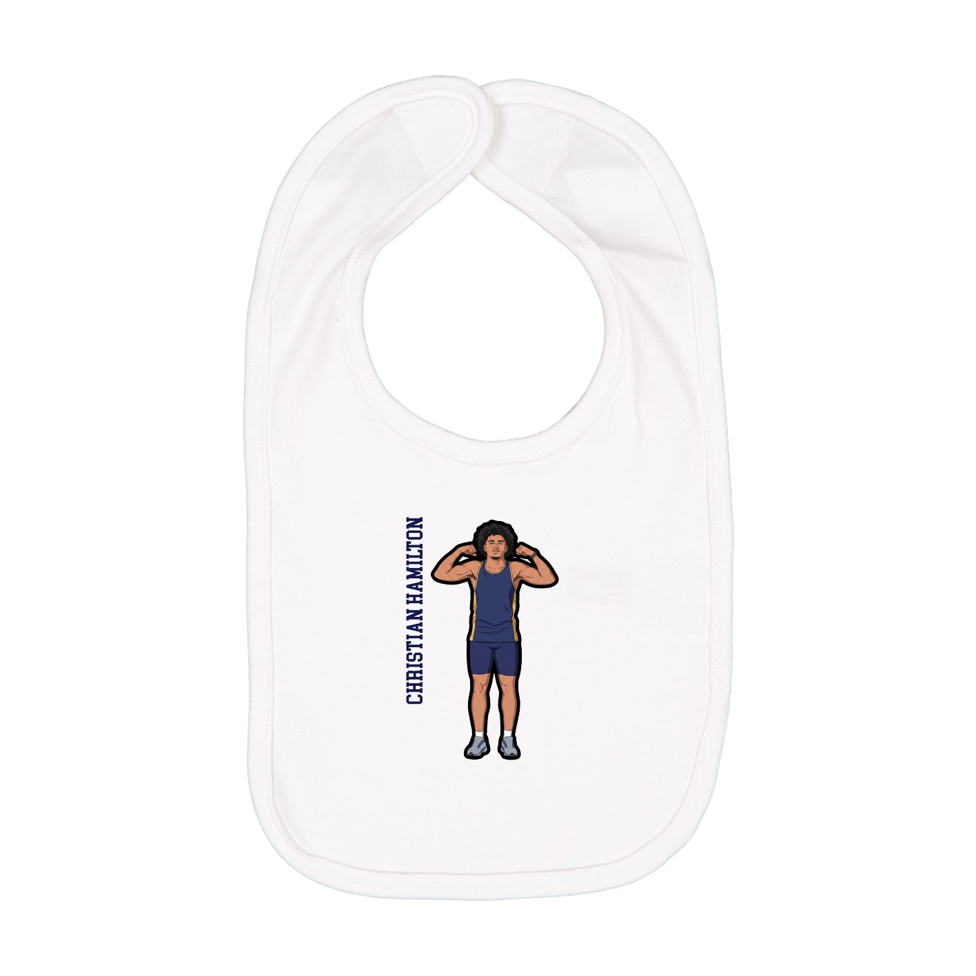 Infant Bib — Name Vertical in White