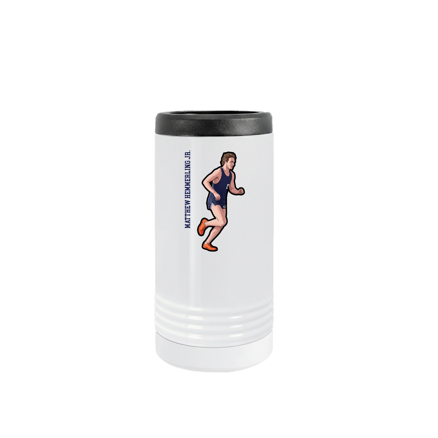 Slim Beverage Holder — Name Vertical in White