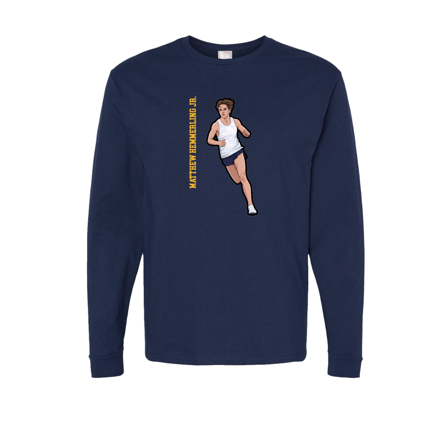 Long Sleeve Tee — Name Vertical in Navy