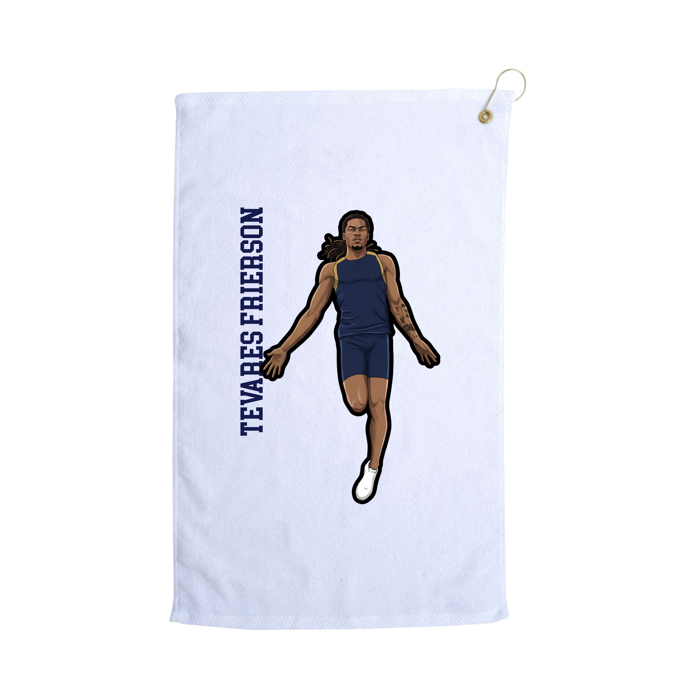 Golf Towel — Name Vertical in White