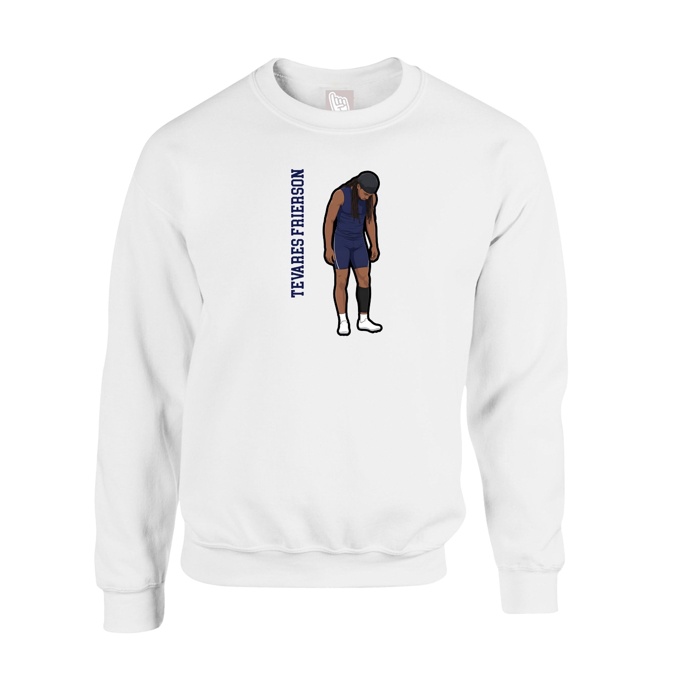 Fleece Crew — Name Vertical in White