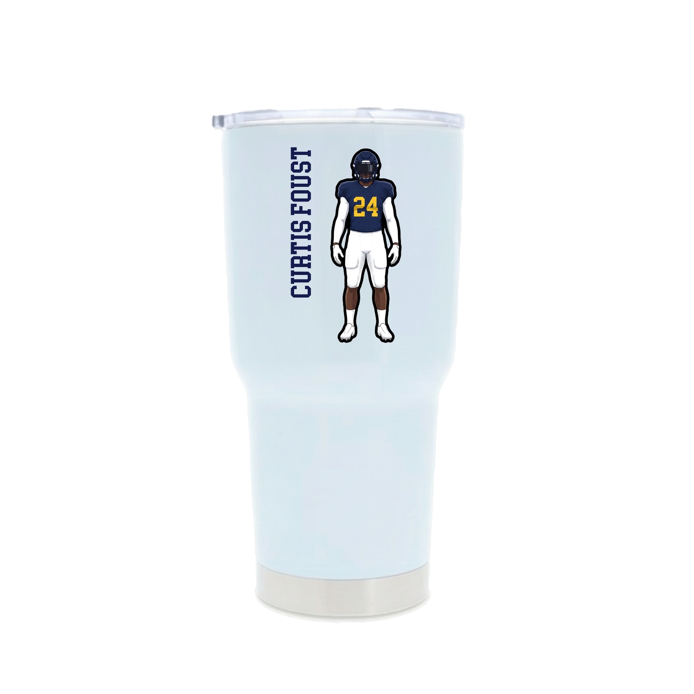 30oz Stainless Steel Tumbler — Name Vertical in White