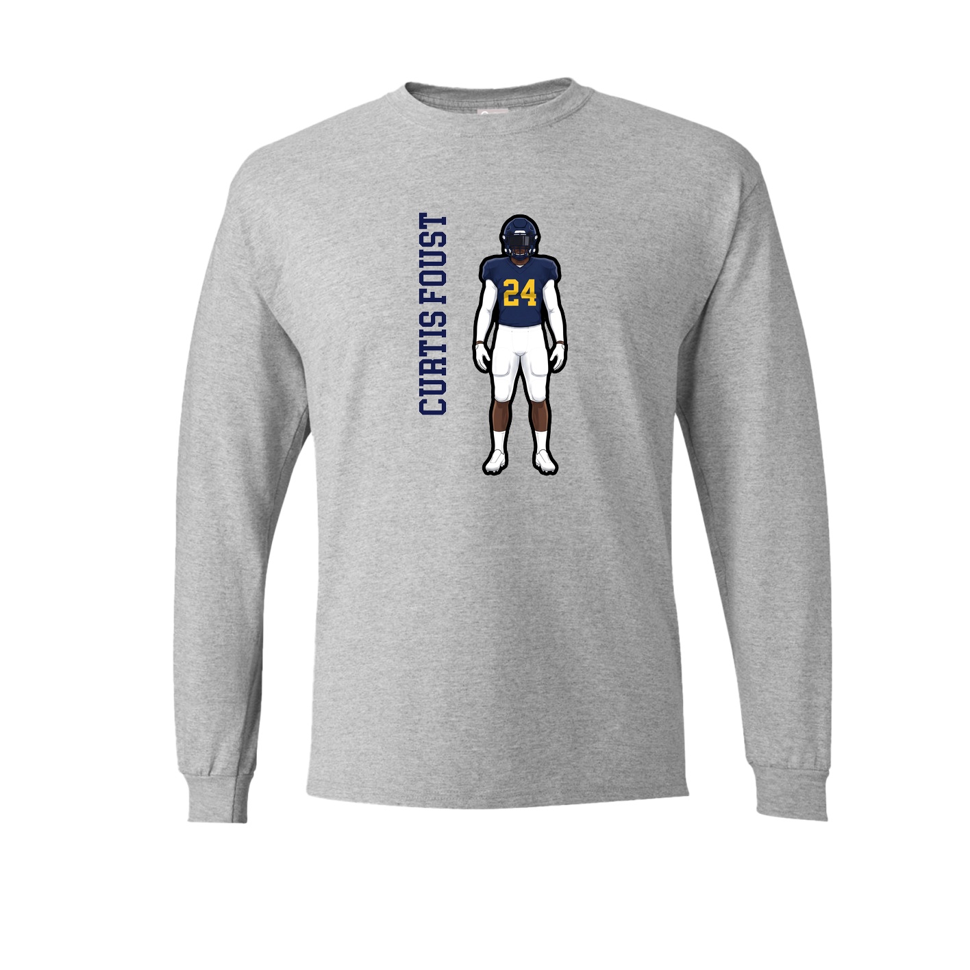 Long Sleeve Tee — Name Vertical in Grey