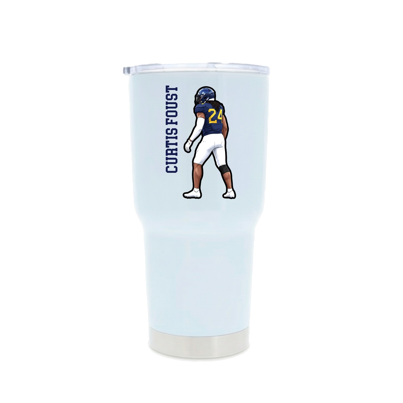 30oz Stainless Steel Tumbler — Name Vertical in White