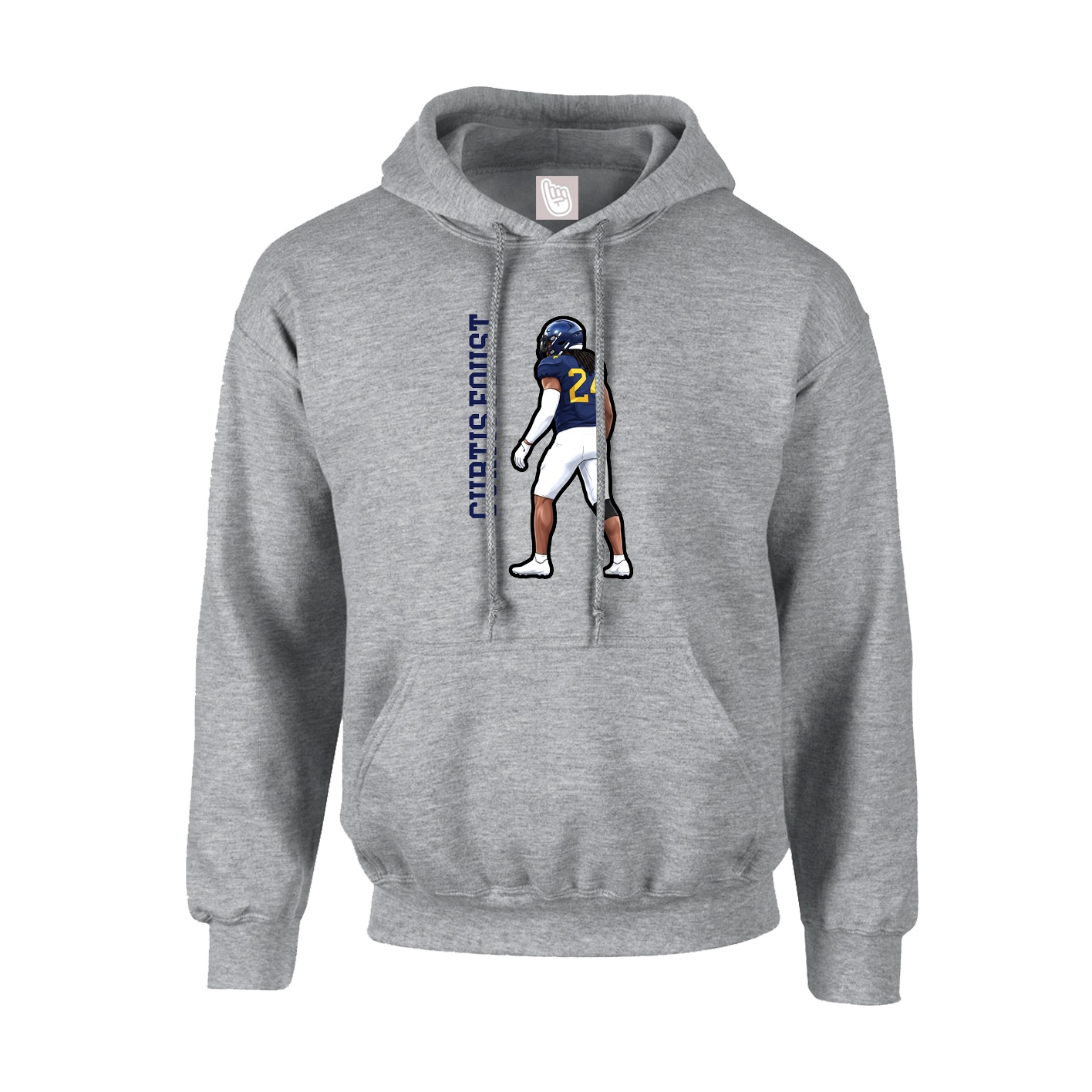 Youth Hoodie — Name Vertical in Grey