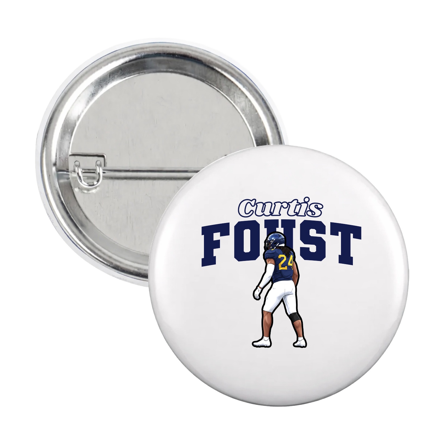 Game Day Button — Name Arch in White