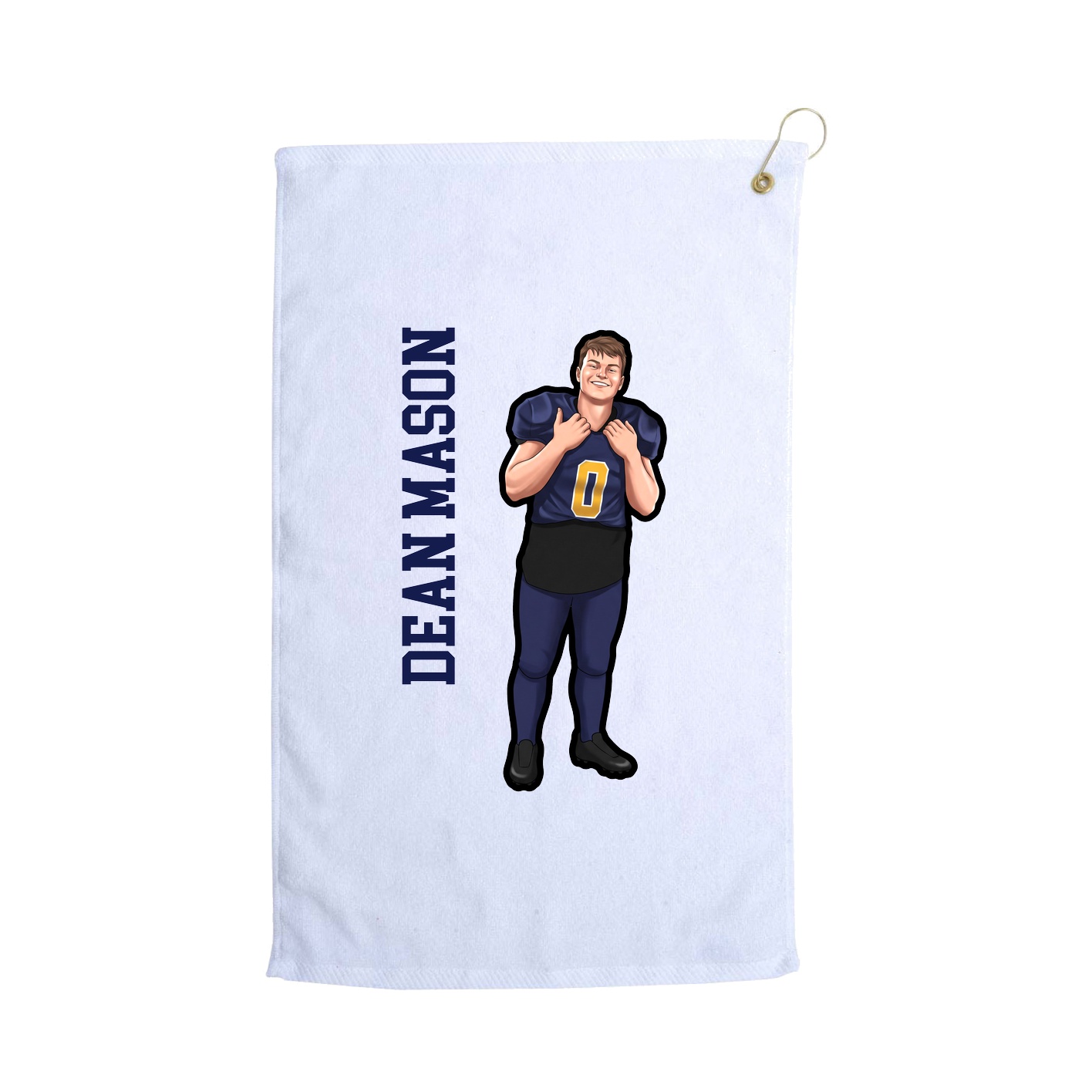 Golf Towel — Name Vertical in White