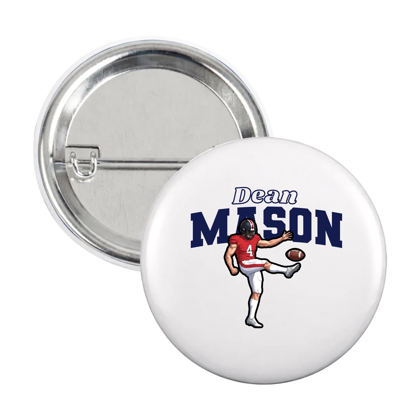 Game Day Button — Name Arch in White